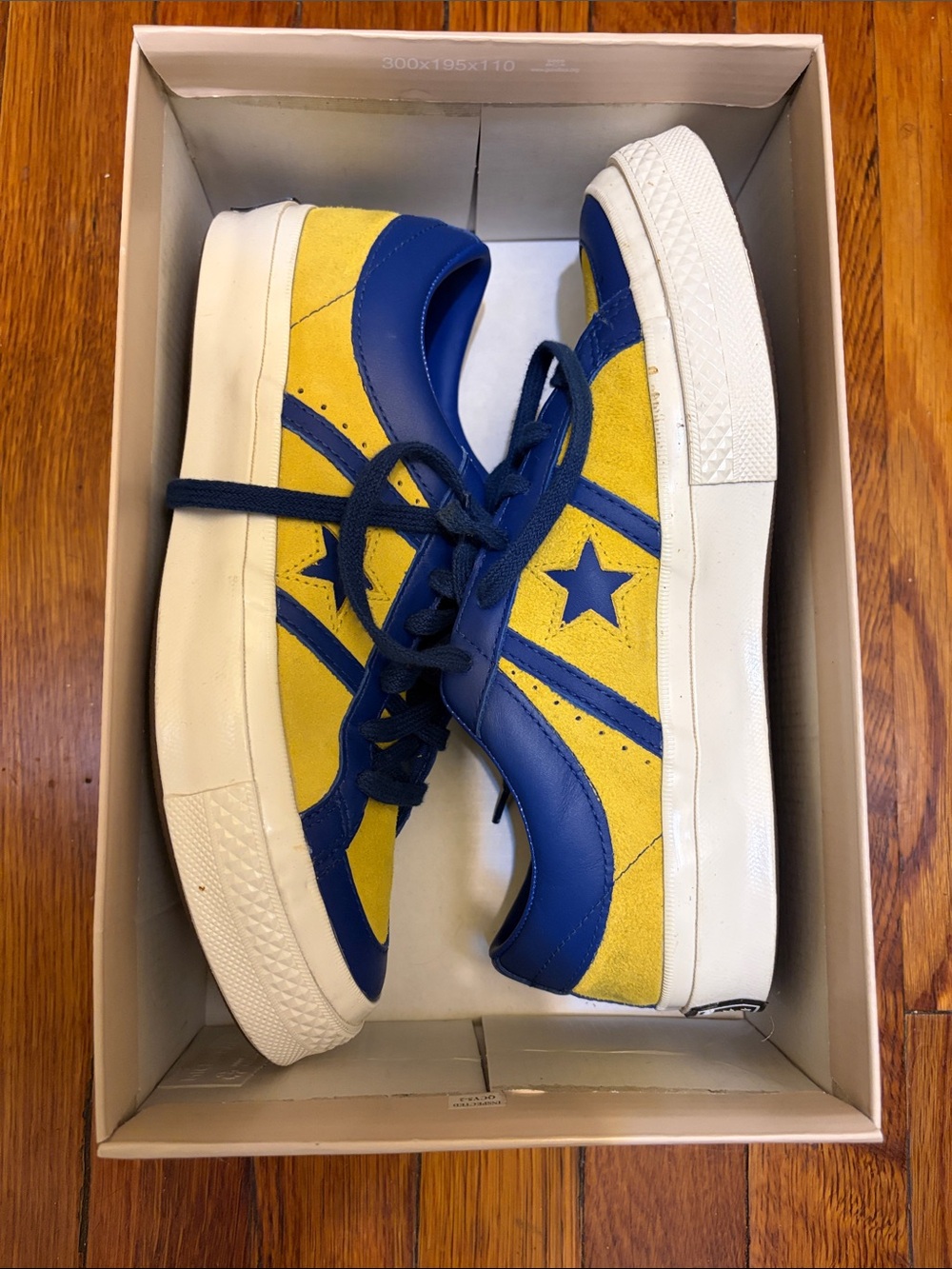Women’s Blue and Yellow Low-Top Sneakers - Classic Star Design